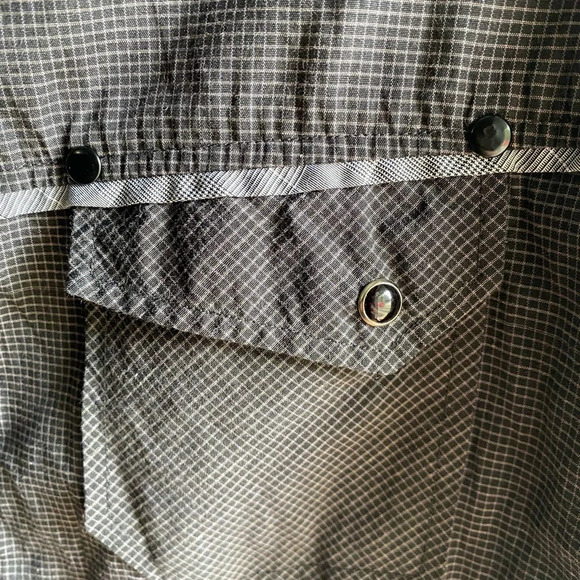 Swiss Cross Men Button Up Short Sleeve Shirt Gray W/White Checked Pattern  XL - Picture 1 of 7